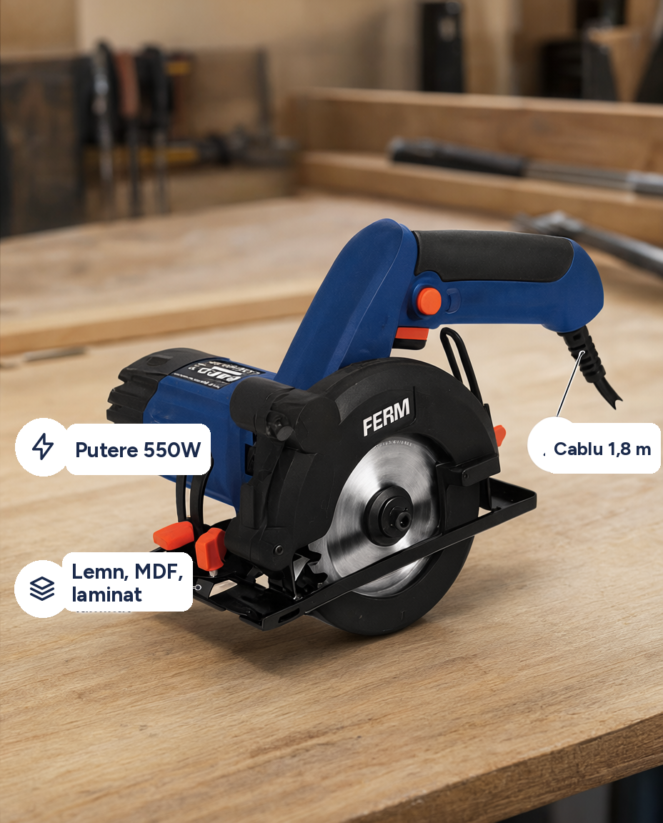 Ferăstrău circular compact FERM Powerline 550W