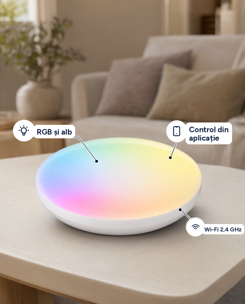 Plafonieră inteligentă LSC Smart Connect, 1800 lm, RGB și alb reglabil, Wi-Fi