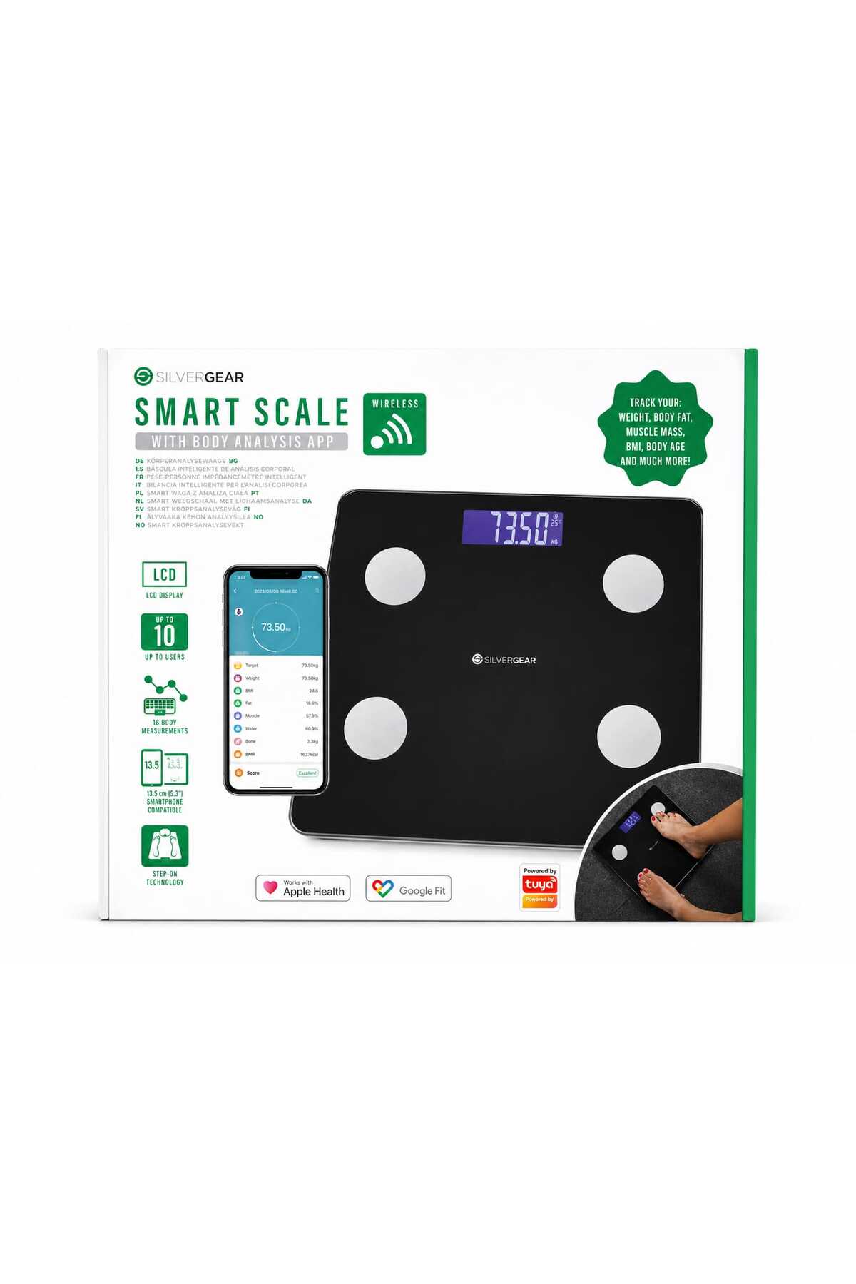Cântar inteligent Silvergear Smart Scale, 16 măsurători, aplicație