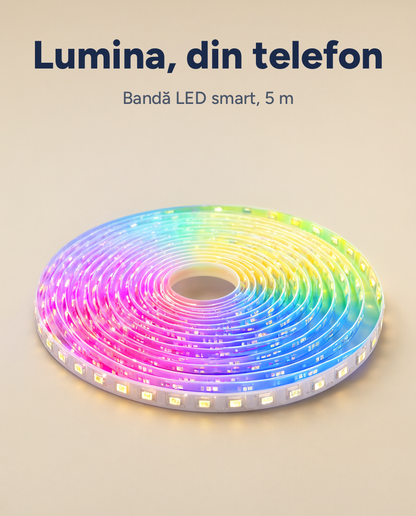 Bandă LED inteligentă LSC Smart Connect, RGBIC și alb reglabil, Wi-Fi, telecomandă