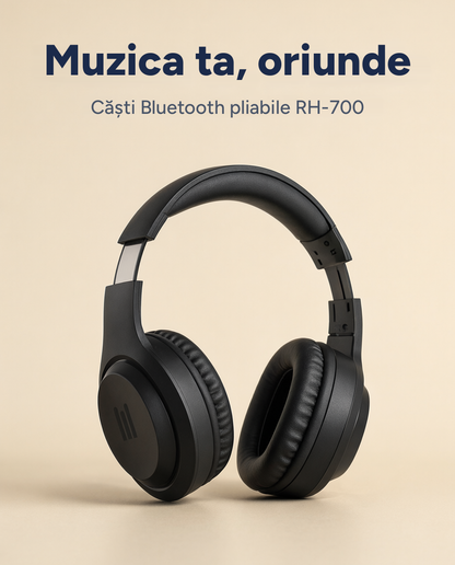 Căști Bluetooth pliabile RH-700, autonomie 18 ore