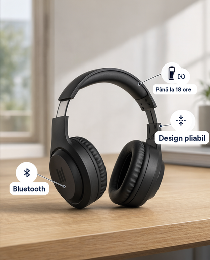 Căști Bluetooth pliabile RH-700, autonomie 18 ore