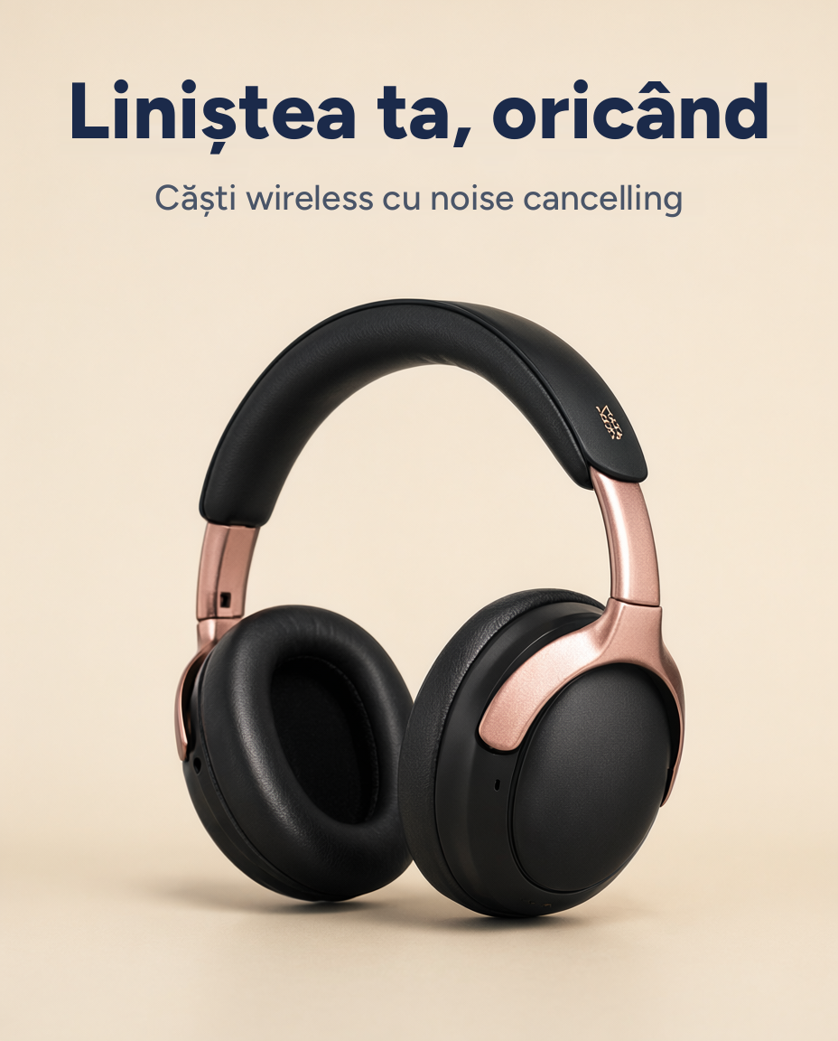 Căști wireless cu noise cancelling și mod Transparency, 5 microfoane ENC