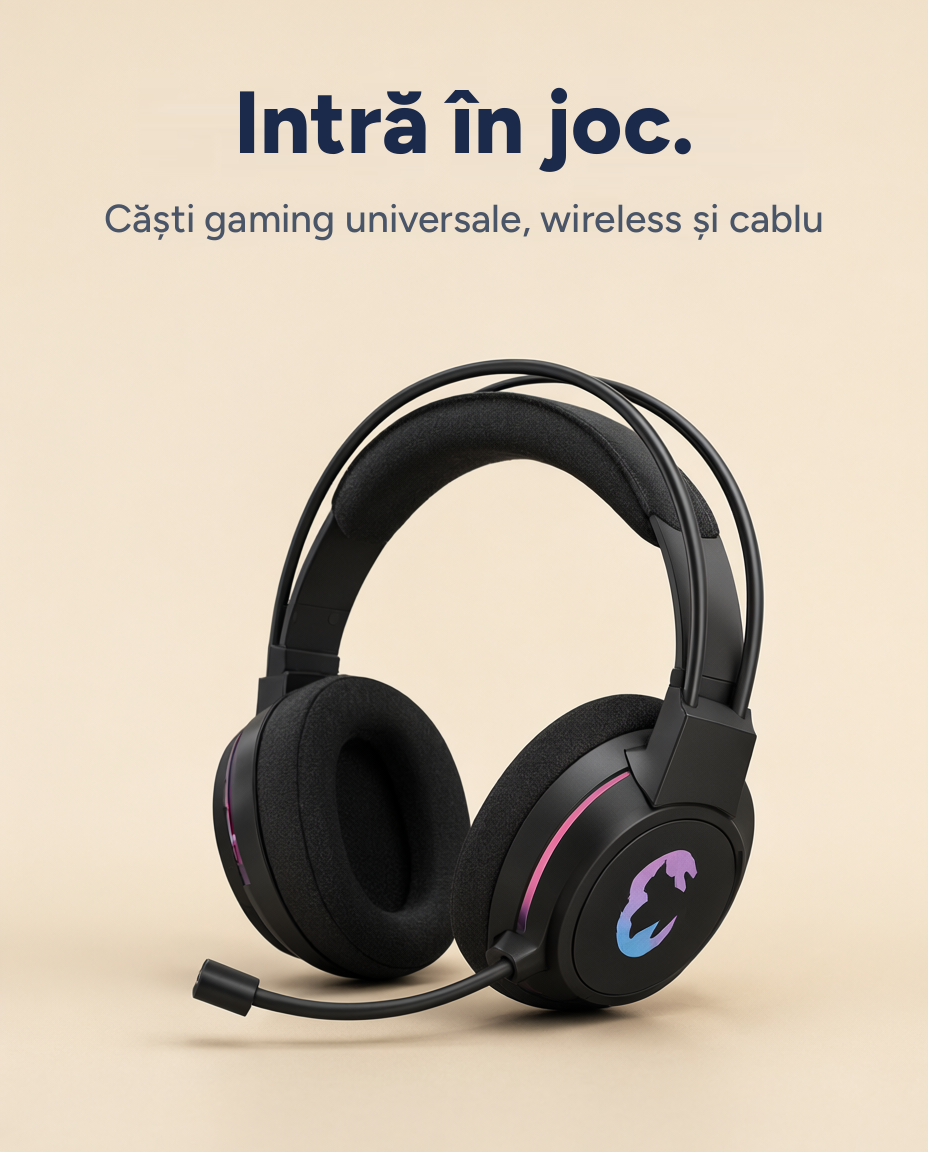 Căști gaming Fresh 'n Rebel Universal Gaming Headset, Bluetooth, 2,4 GHz și cablu