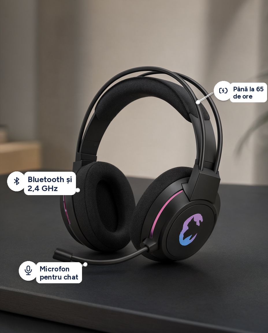 Căști gaming Fresh 'n Rebel Universal Gaming Headset, Bluetooth, 2,4 GHz și cablu