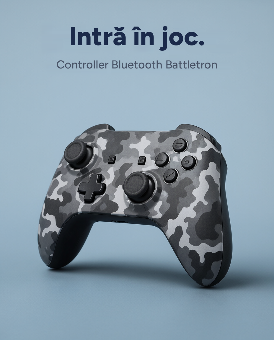 Controller Bluetooth gaming Battletron, compatibil PS4, Nintendo și PC