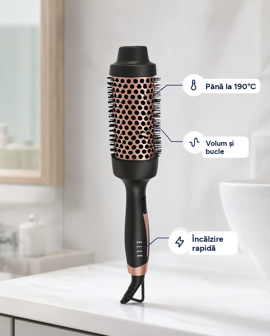 Perie electrică de coafat ELLE Hot Hair Curler Brush, 190°C