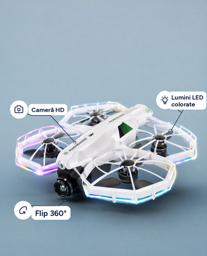 Dronă Nova Cam cu cameră HD, Wi-Fi, lumini LED, flip 360°