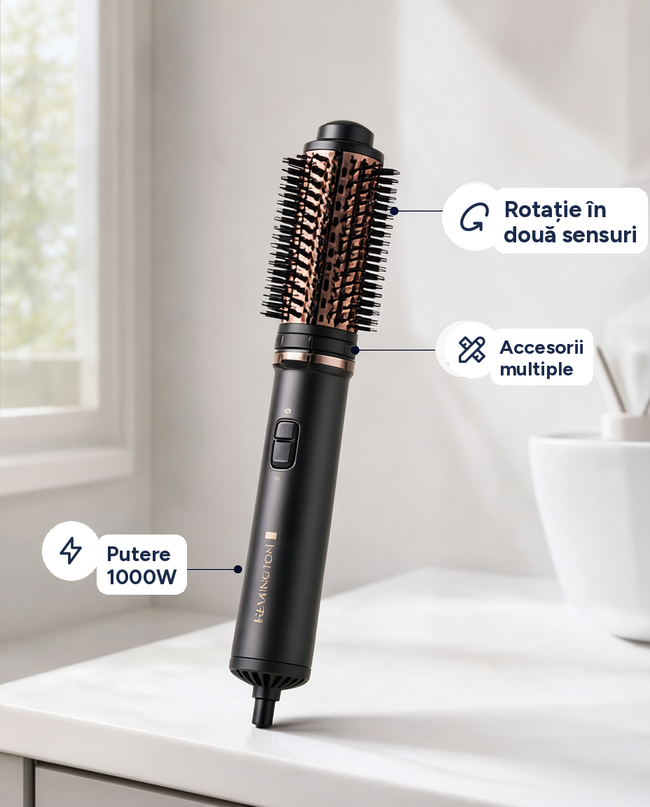 Perie rotativă cu aer cald Remington Keratin Protect, 1000W