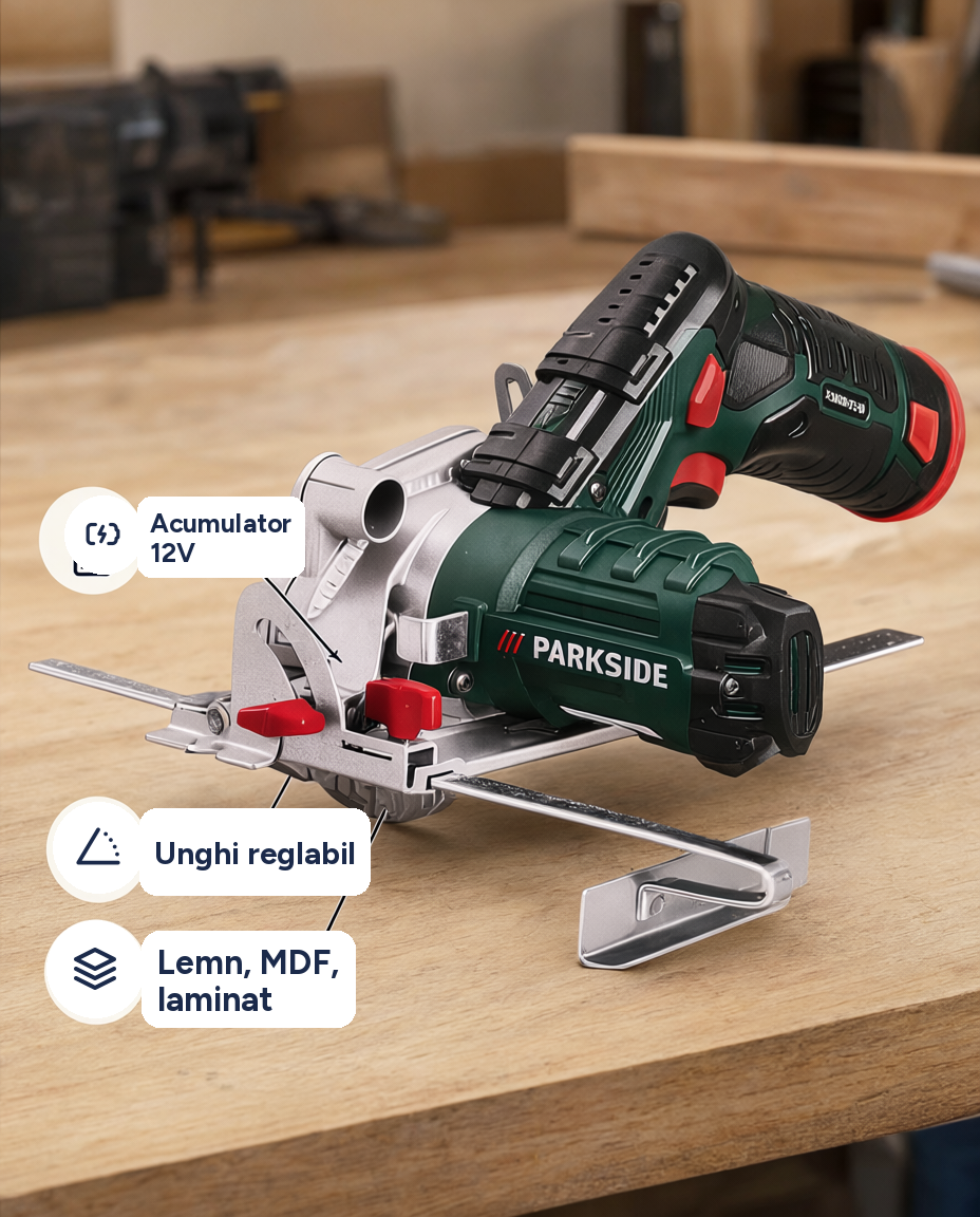 Ferăstrău circular fără fir Parkside PHKSA 12 A1, 12V
