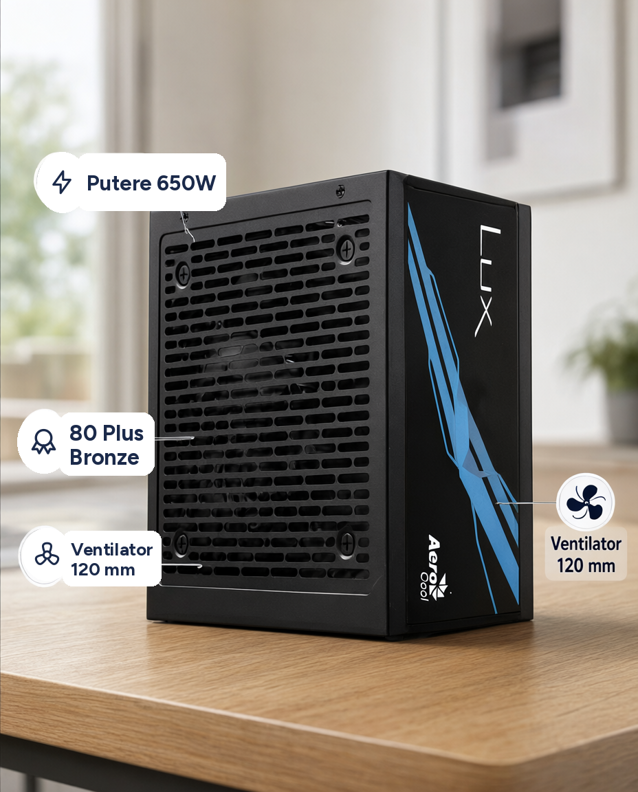 Sursă de alimentare Aerocool LUX 650W, 80 Plus Bronze