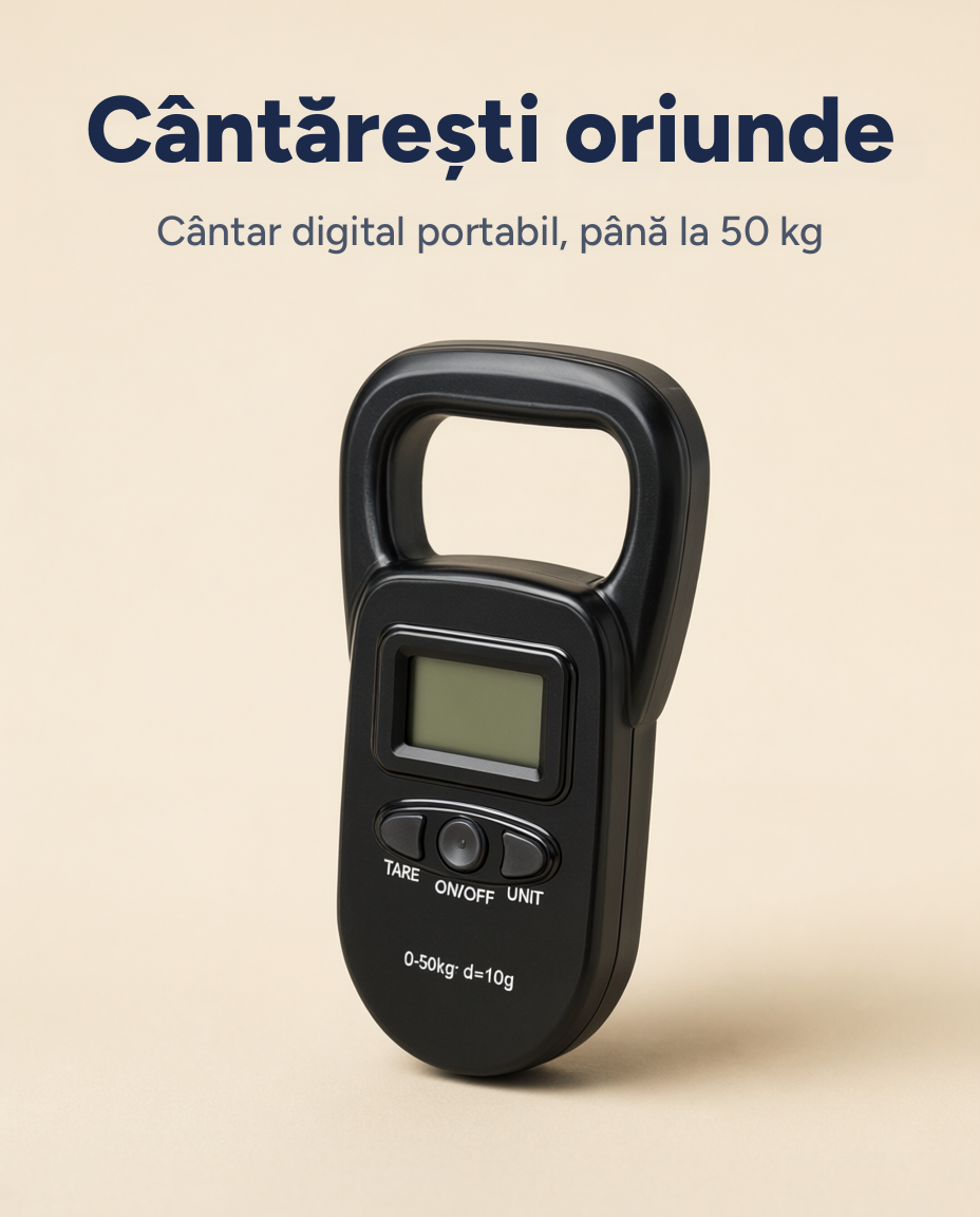 Cântar digital portabil pentru pescuit și bagaje, 10 g - 50 kg