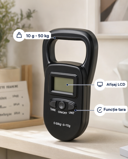 Cântar digital portabil pentru pescuit și bagaje, 10 g - 50 kg