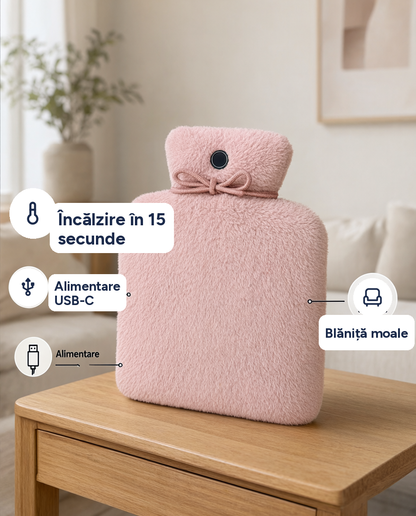 Pernă electrică Deluxa cu alimentare USB-C, blăniță moale