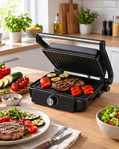Grill electric de contact Ideenwelt 1200W, antiaderent, deschidere 180°