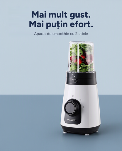 Aparat de smoothie Ideenwelt, lame inox, 2 sticle de transport