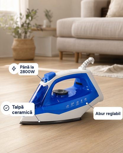 Fier de călcat cu abur EDEKA Zuhause 2800W, talpă ceramică