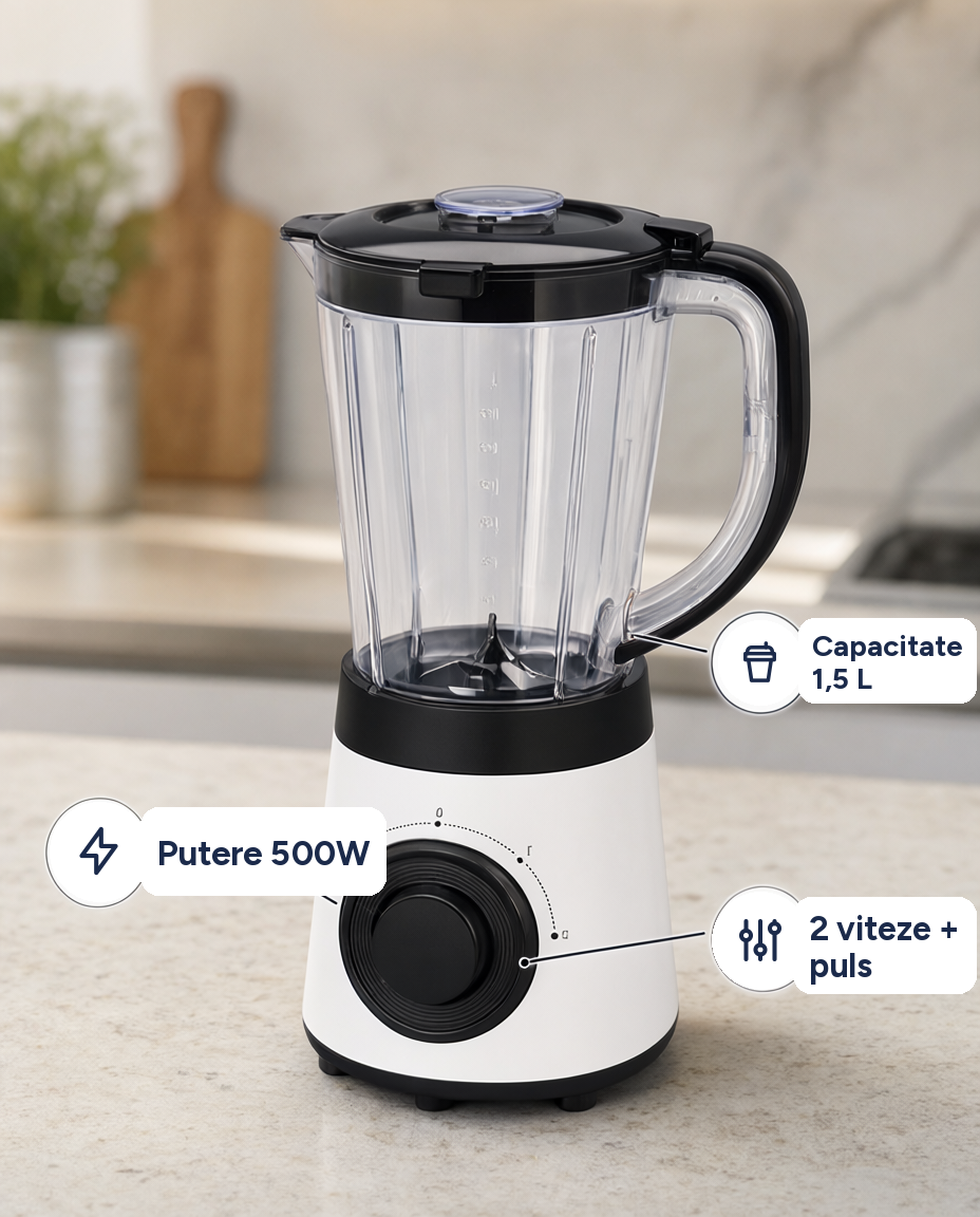 Blender Tectro Standmixer 500W, 1,5 L, 2 viteze
