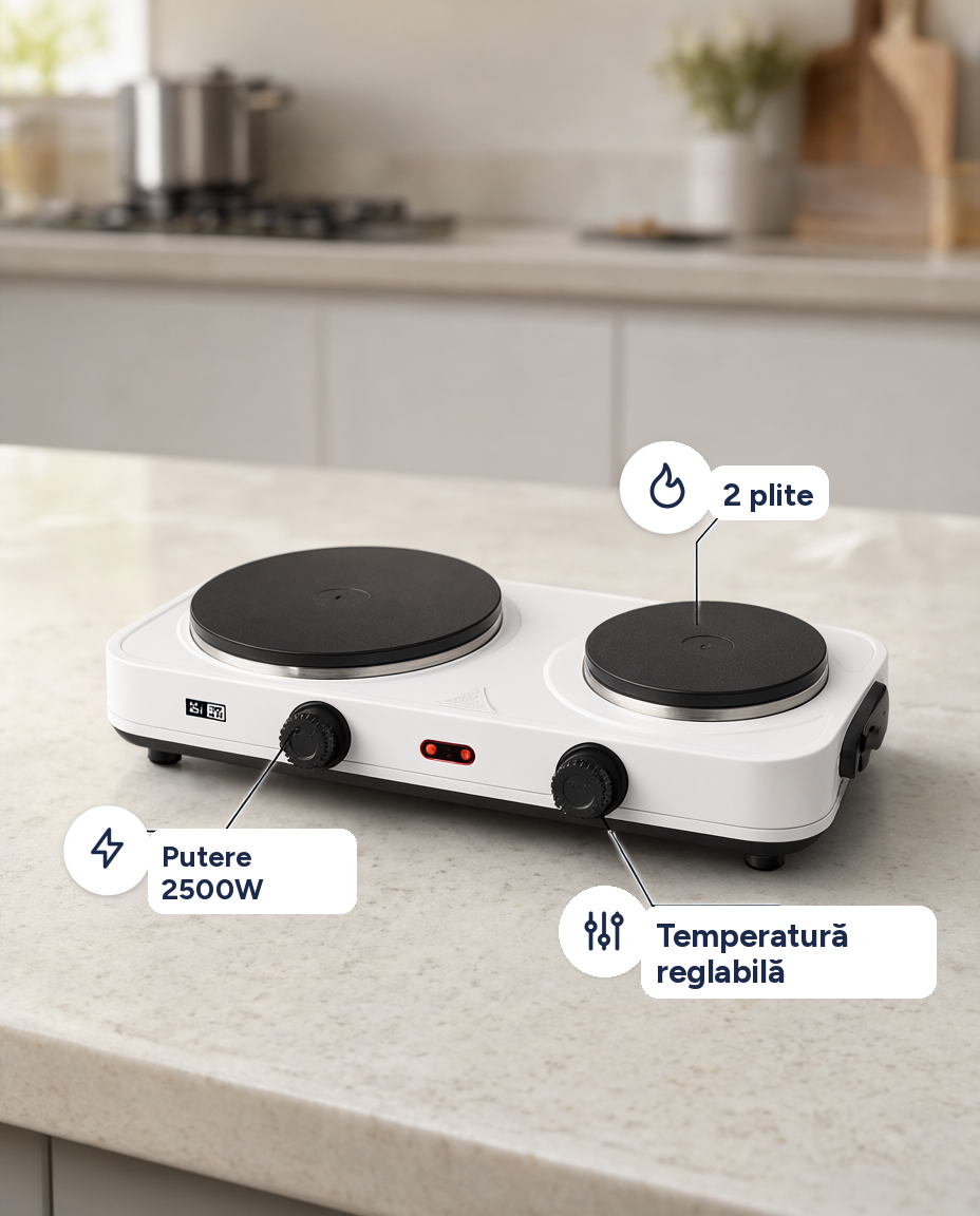 Plită electrică dublă Tectro 2500W