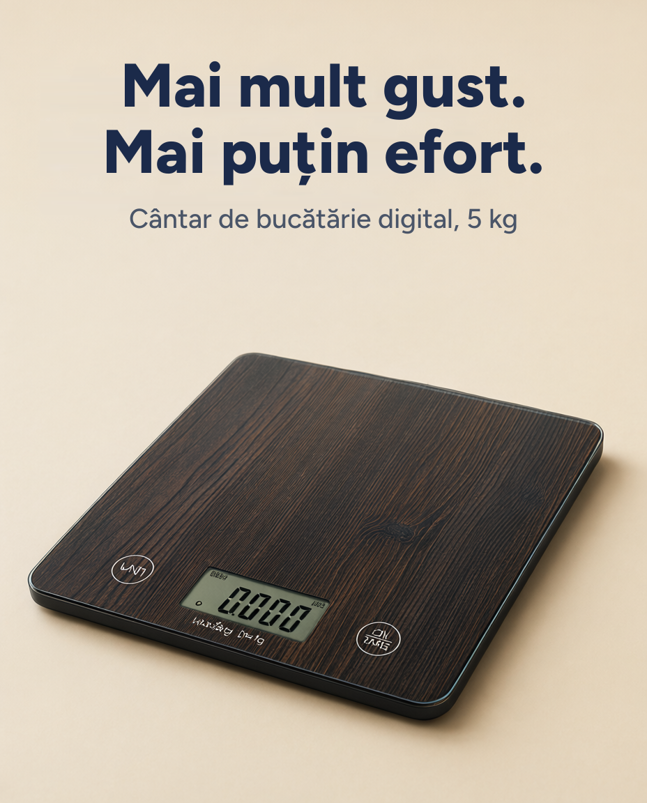 Cântar de bucătărie digital, max. 5 kg, precizie 1 g