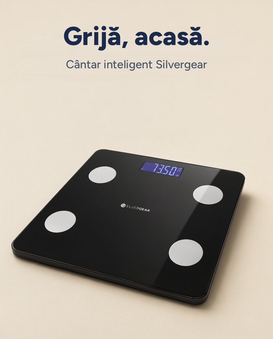 Cântar inteligent Silvergear Smart Scale, 16 măsurători, aplicație