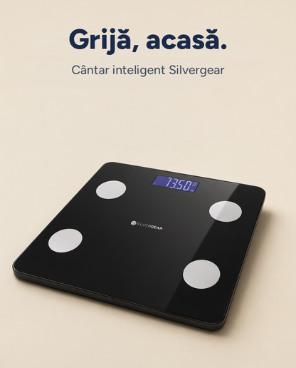 Cântar inteligent Silvergear Smart Scale, 16 măsurători, aplicație
