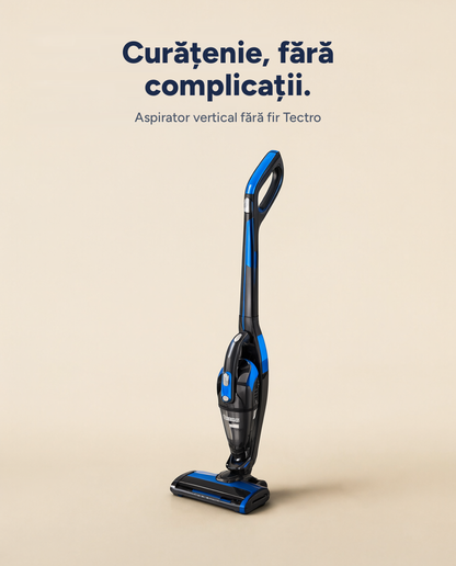 Aspirator vertical fără fir 2 în 1 Tectro, 0,8 L, 2 viteze, LED