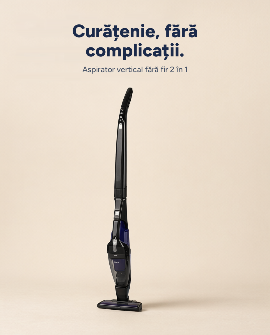 Aspirator vertical fără fir 2 în 1, iluminare LED