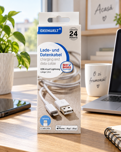 Cablu USB-A la Lightning, 1,5 m