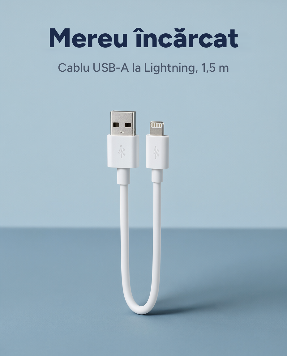 Cablu USB-A la Lightning, 1,5 m