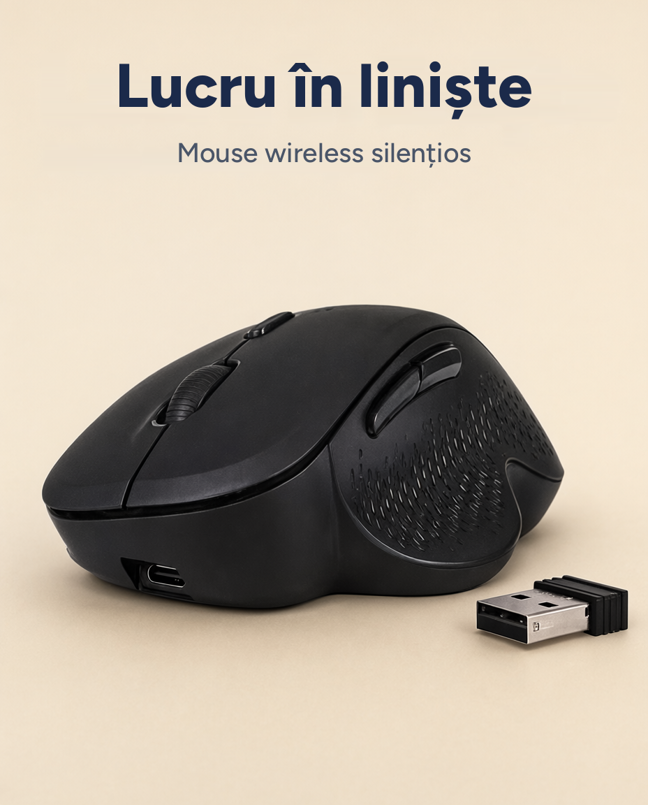 Mouse wireless silențios, reîncărcabil