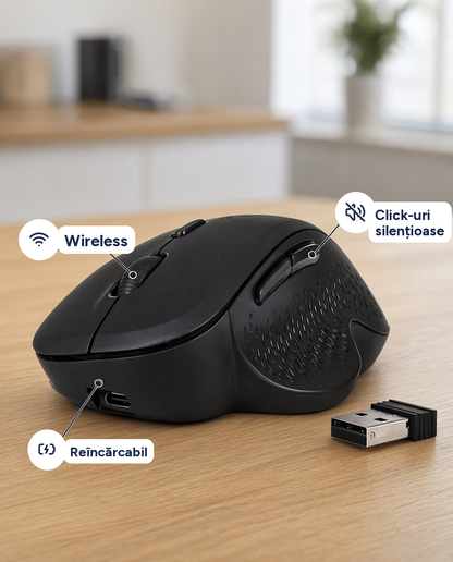 Mouse wireless silențios, reîncărcabil
