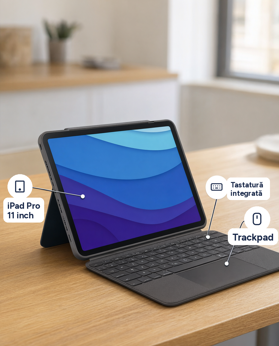Husă cu tastatură și trackpad pentru iPad Pro 11 inch