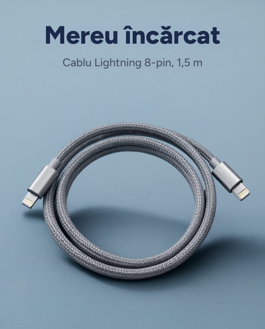 Cablu Lightning 8-pin, 1,5 m, încărcare și transfer de date