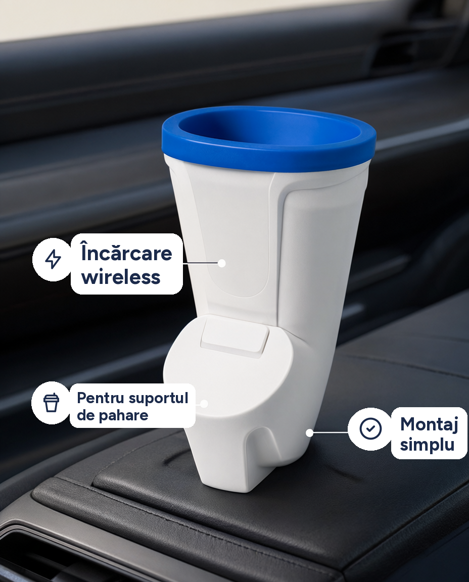 Încărcător wireless auto pentru suportul de pahare
