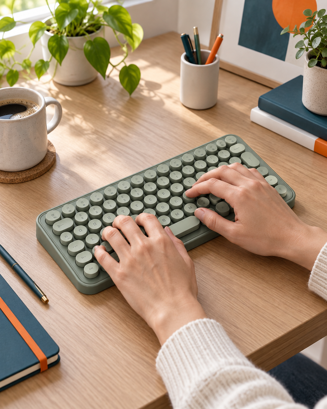 Tastatură wireless cu design retro