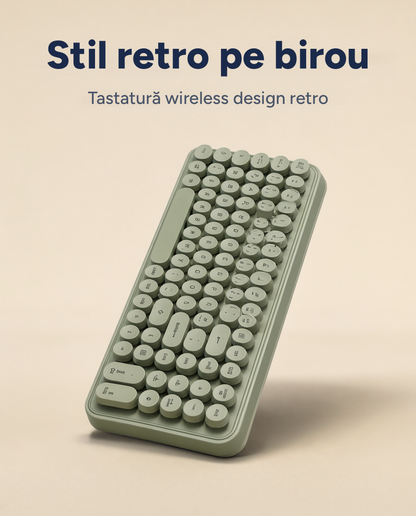 Tastatură wireless cu design retro