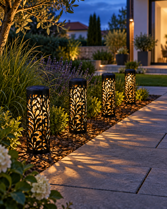 Lumini solare decorative de grădină cu efect de umbre