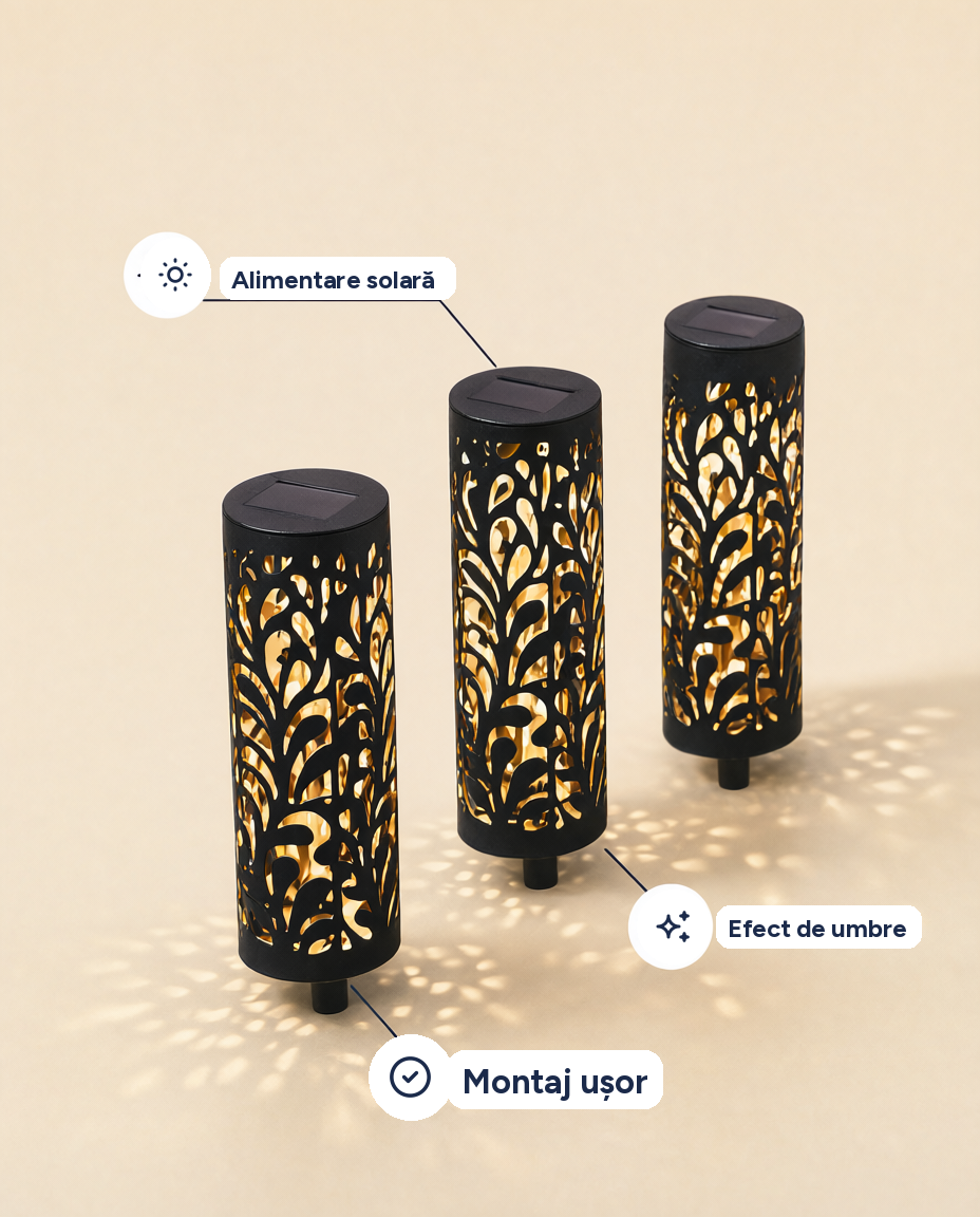Lumini solare decorative de grădină cu efect de umbre