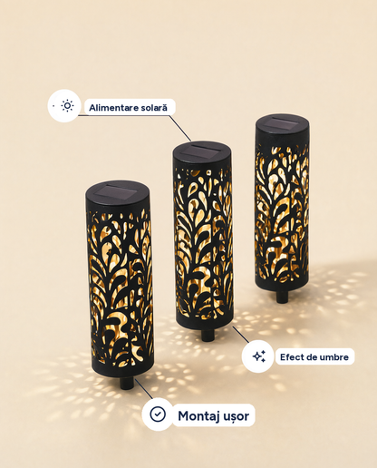 Lumini solare decorative de grădină cu efect de umbre
