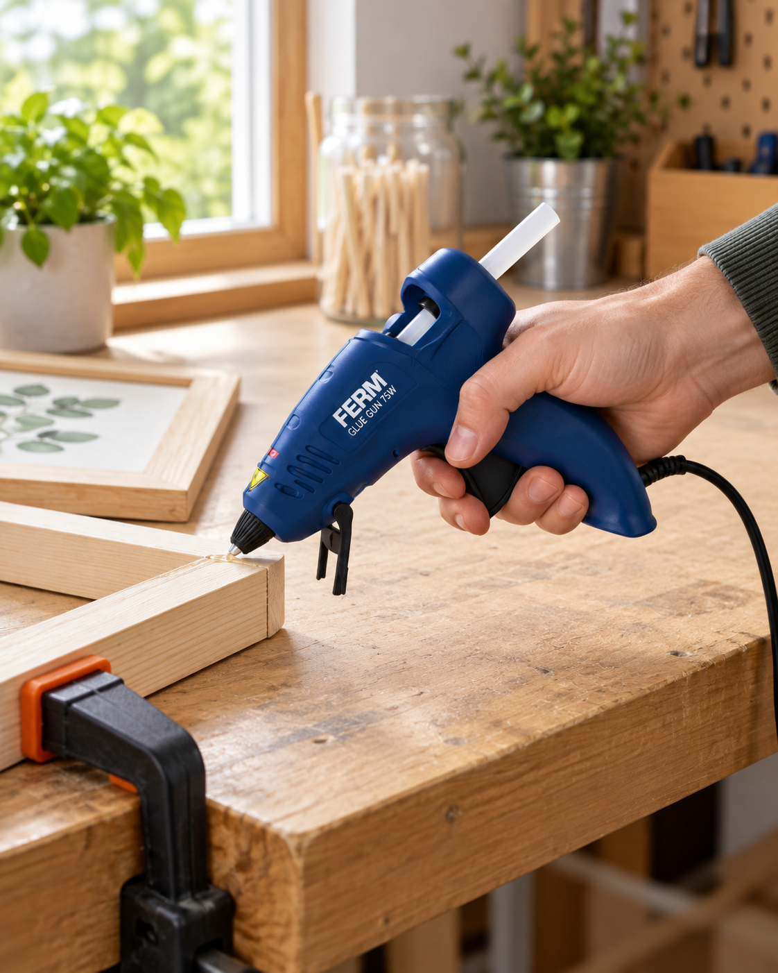 Pistol de lipit cu silicon FERM 75W