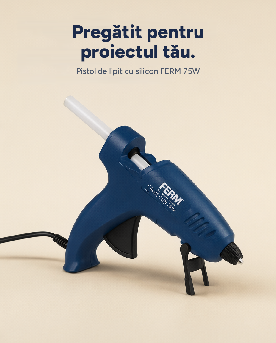Pistol de lipit cu silicon FERM 75W