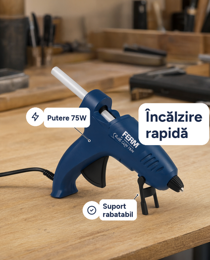 Pistol de lipit cu silicon FERM 75W