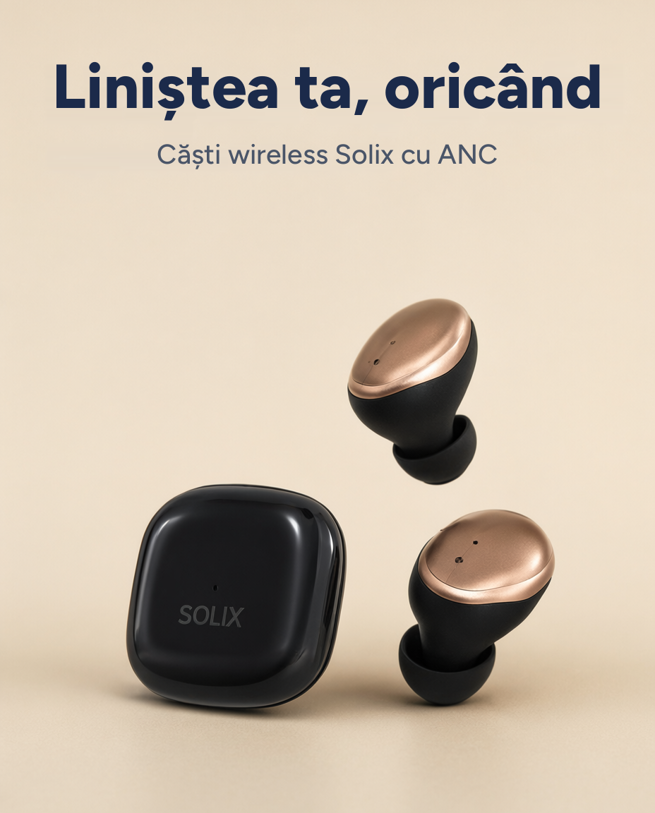 Căști wireless Solix SL-400 cu anulare activă a zgomotului
