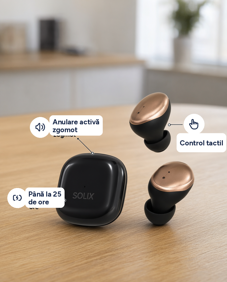 Căști wireless Solix SL-400 cu anulare activă a zgomotului
