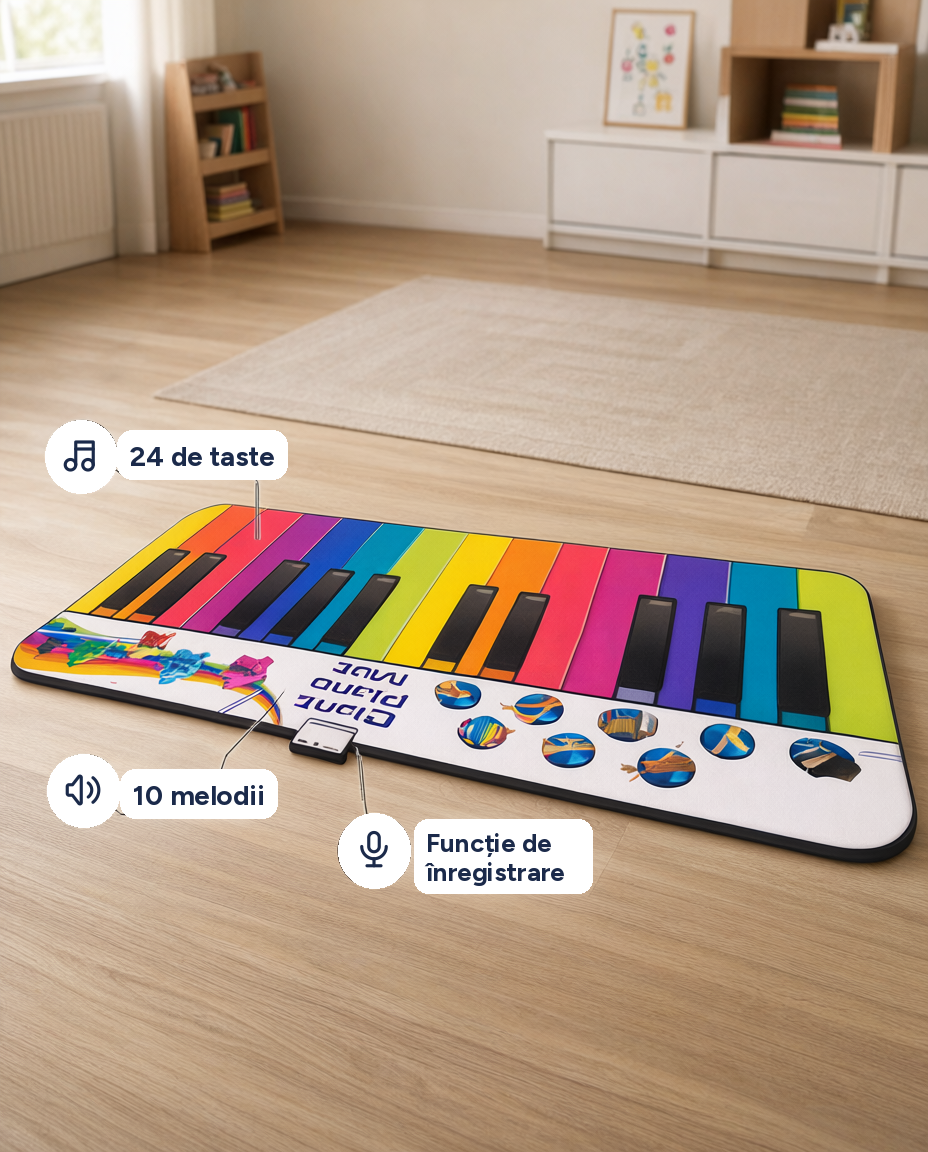 Covor muzical XXL pentru copii Piano Dance Mat, 24 de taste