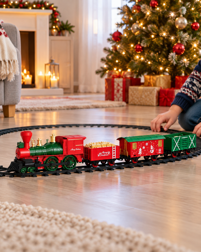 Trenuleț electric de Crăciun Christmas Train Set Deluxe, lumini și sunete