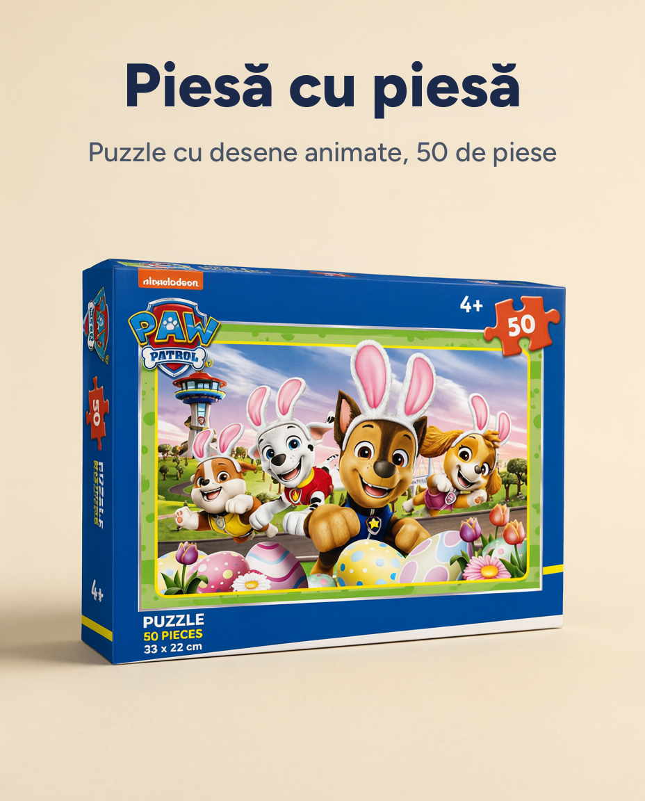 Puzzle pentru copii cu personaje de desene animate, 50 de piese