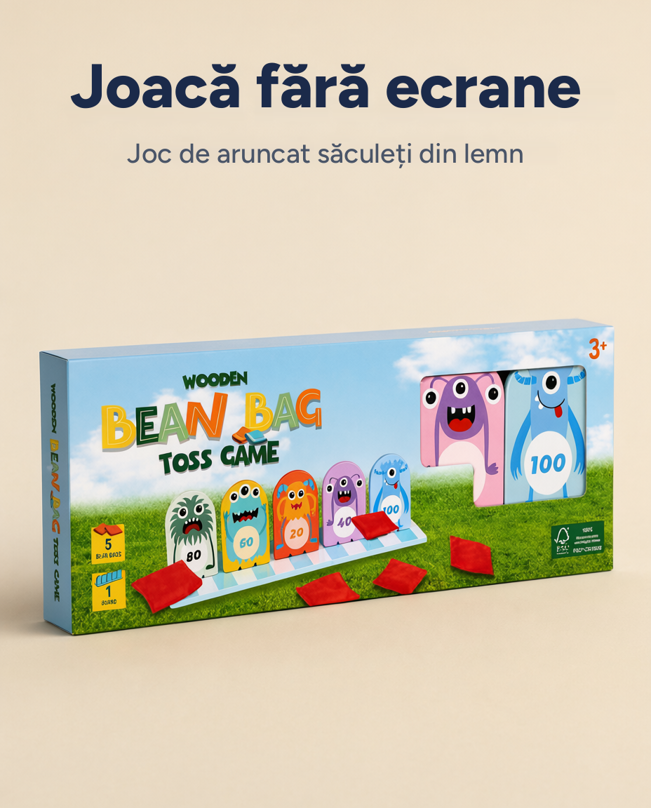 Joc de aruncat săculeți din lemn Wooden Bean Bag Toss