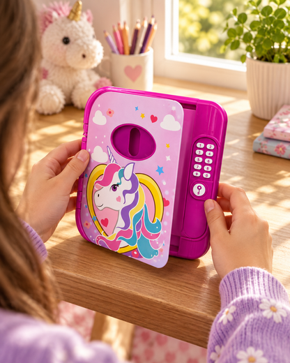 Jurnal electronic pentru copii cu cod de acces, lumini și sunete, model unicorn